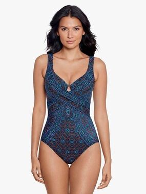 NWT Miraclesuit Criss Cross Escape One Piece Swim in Romani Size 10